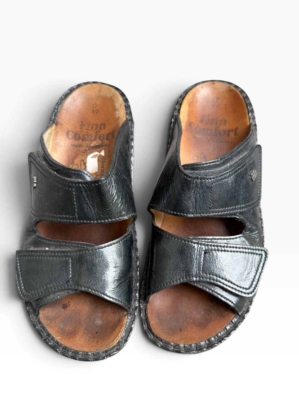 Finn Comfort Women's Jamaika Black Leather Slide Sandals Size 39